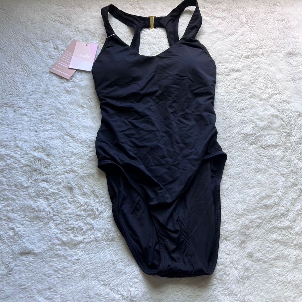 Andie Swim The Catalina One-Piece Black Racerback Swimsuit 19AOCAT Size XS NWT
